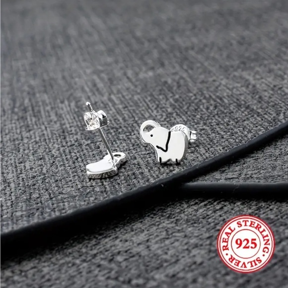 Sterling Silver Elephant Stud Earrings - Picture 5 of 6